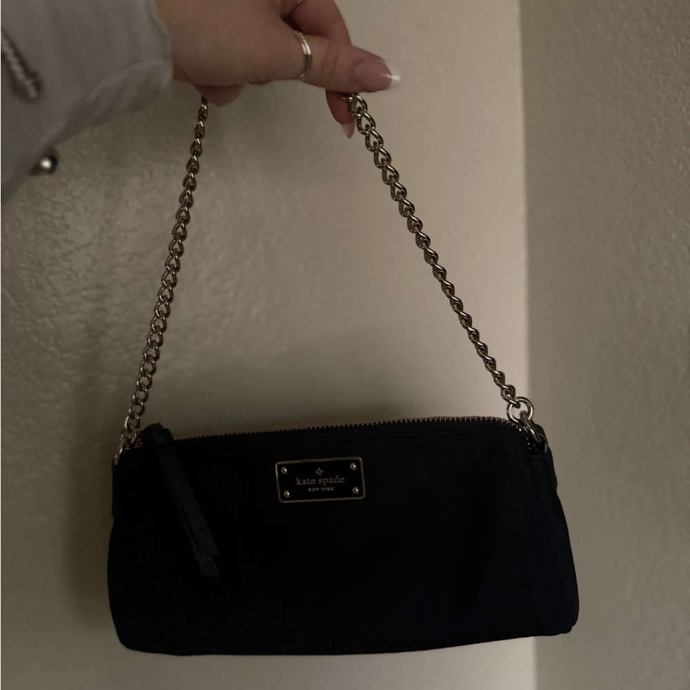 Kate Spade Black Mini Shoulder Bag with Silver Chain